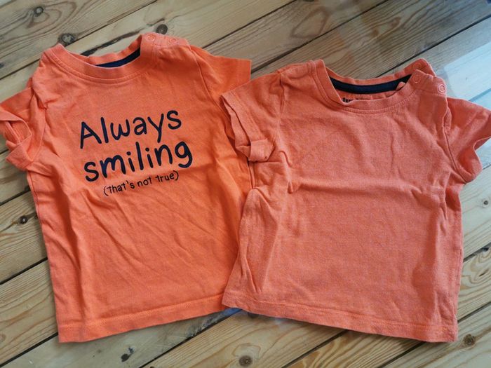 Lot t-shirt orange 6 mois