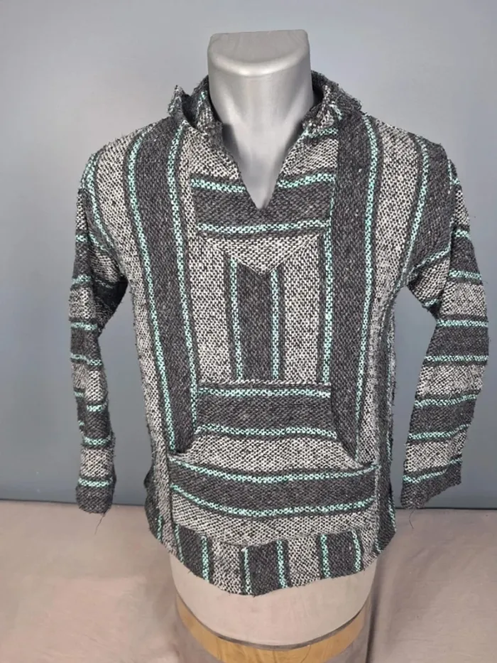 sweat a capuche / Hoodie/baja/poncho mexicain - taille S - femme  / fait main (646)