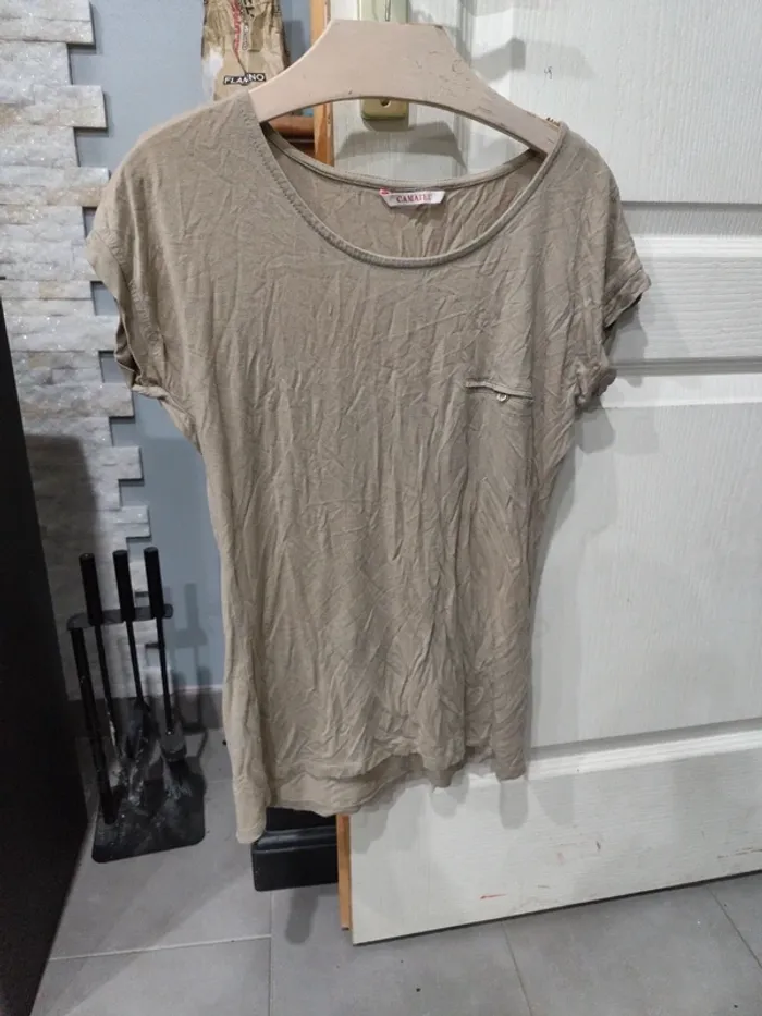 T-shirt uni beige camaïeu