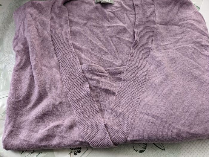 Pull long bleu bonheur lila. Taille 54/56