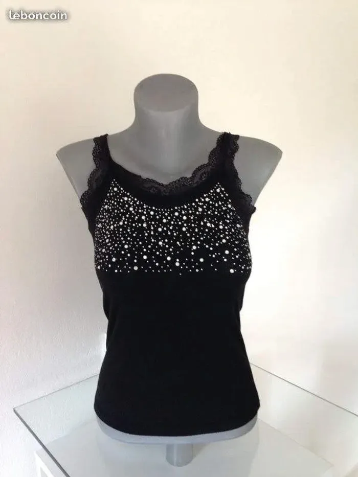 Top noir pailleté