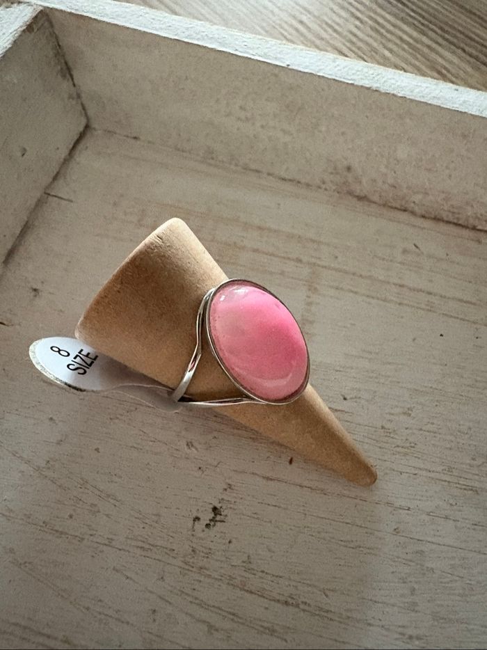 Bague argentée et rose T8 - photo numéro 3