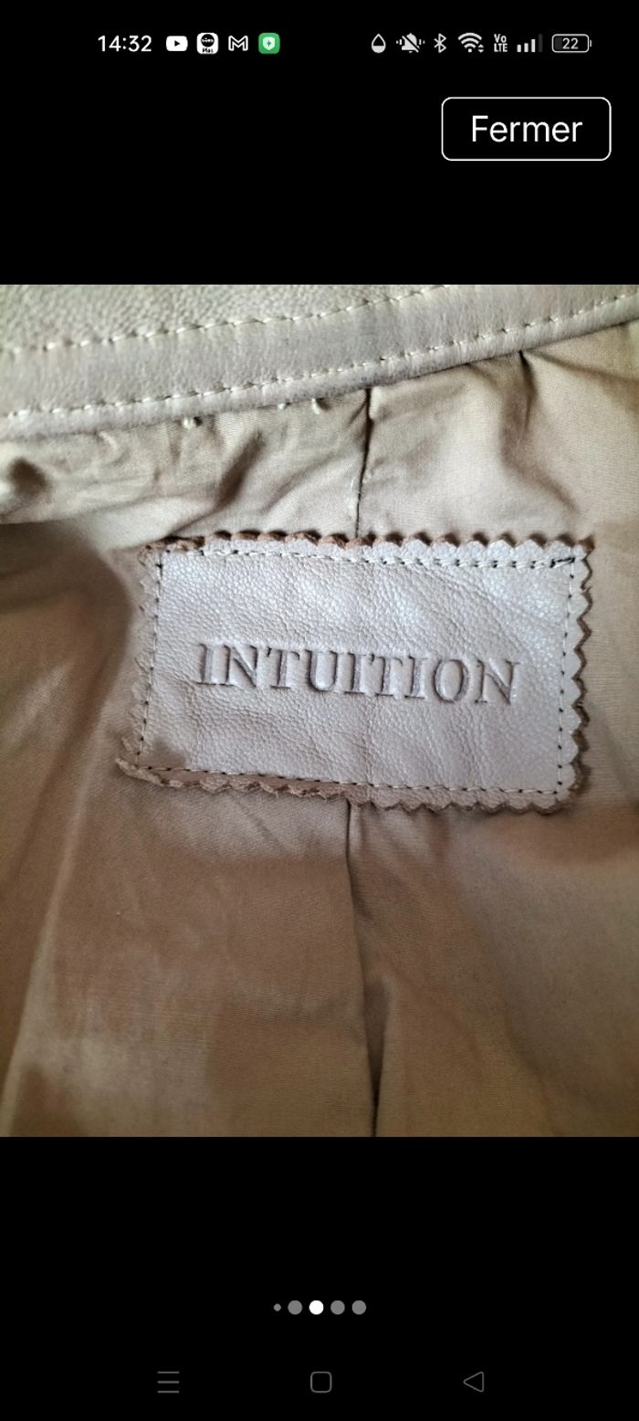 Perfecto cuir beige véritable - photo numéro 7