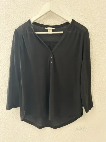 Blouse noir manche 3/4 transparente