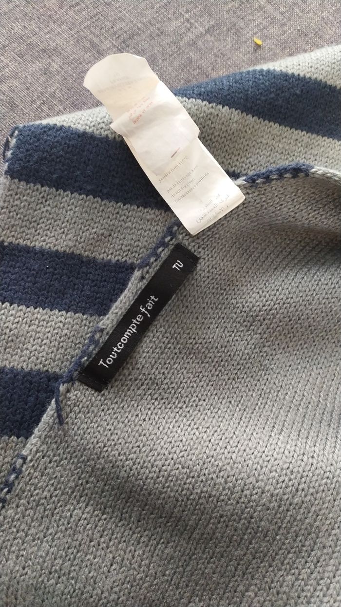 Écharpe TCF rayé marine et grise - photo numéro 2