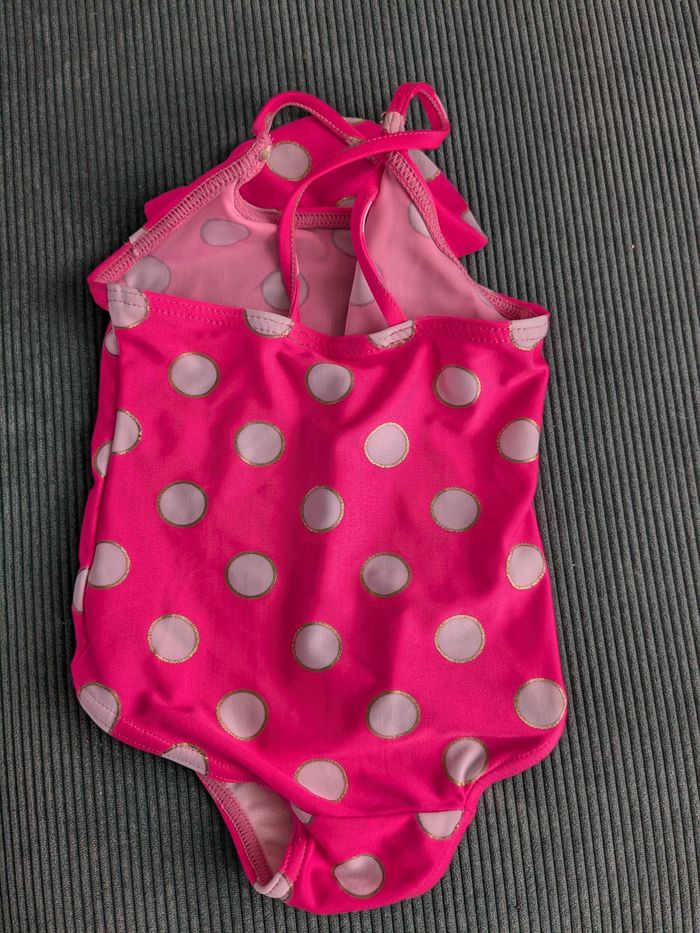 Maillot de bain 12 mois rose pois blanc cerclage doré - photo numéro 3