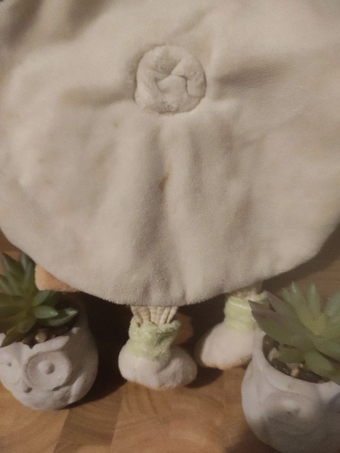 Doudou Chien Baby Nat' Biscuit Chat Rond Beige Plat mouchoir #geektradedoudou - photo numéro 3