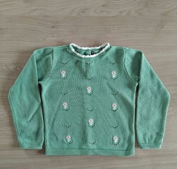 Sergent Major pull fille 7 ans brodé fleurs vert