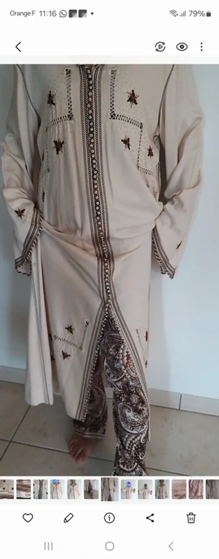 NEUVE Djellaba 2 pièces faite par couturier - photo numéro 3