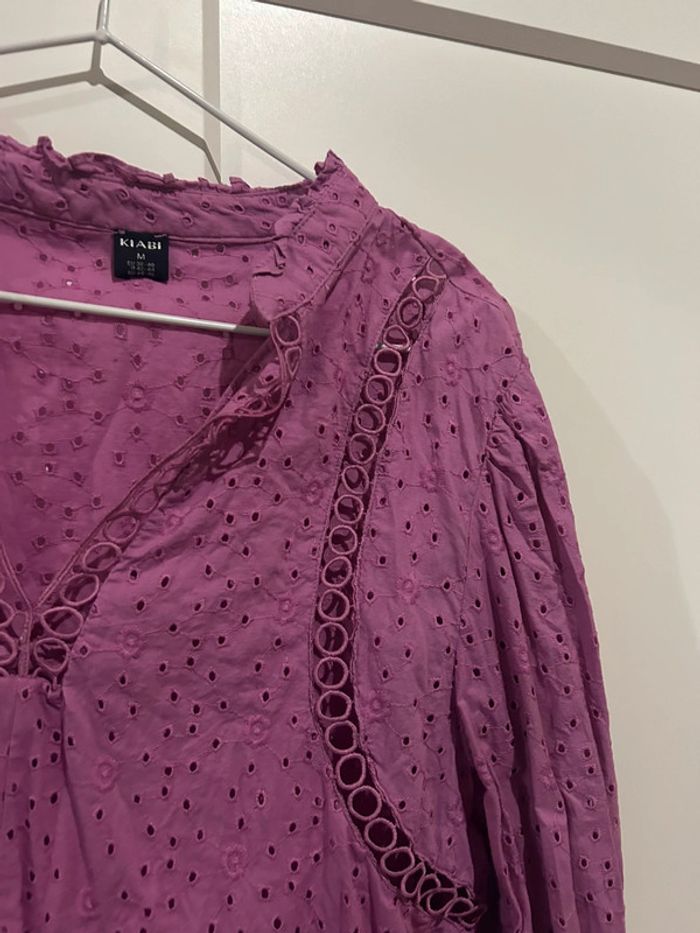 562 - blouse rose à motifs et bretelles - photo numéro 4
