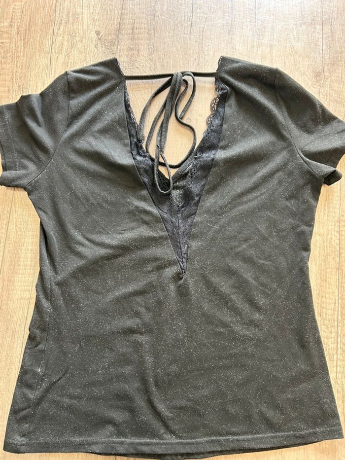 T-shirt manches courtes avec noeud et dentelle - photo numéro 3