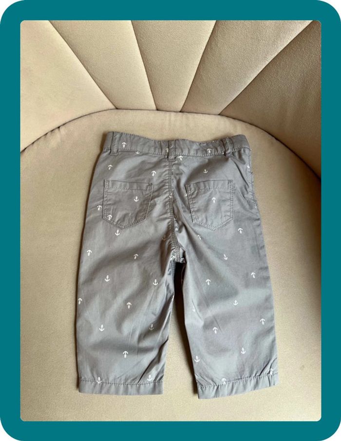 Pantalon en twill neuf coton imprimé ancres 12 mois - Petit Bateau - photo numéro 4
