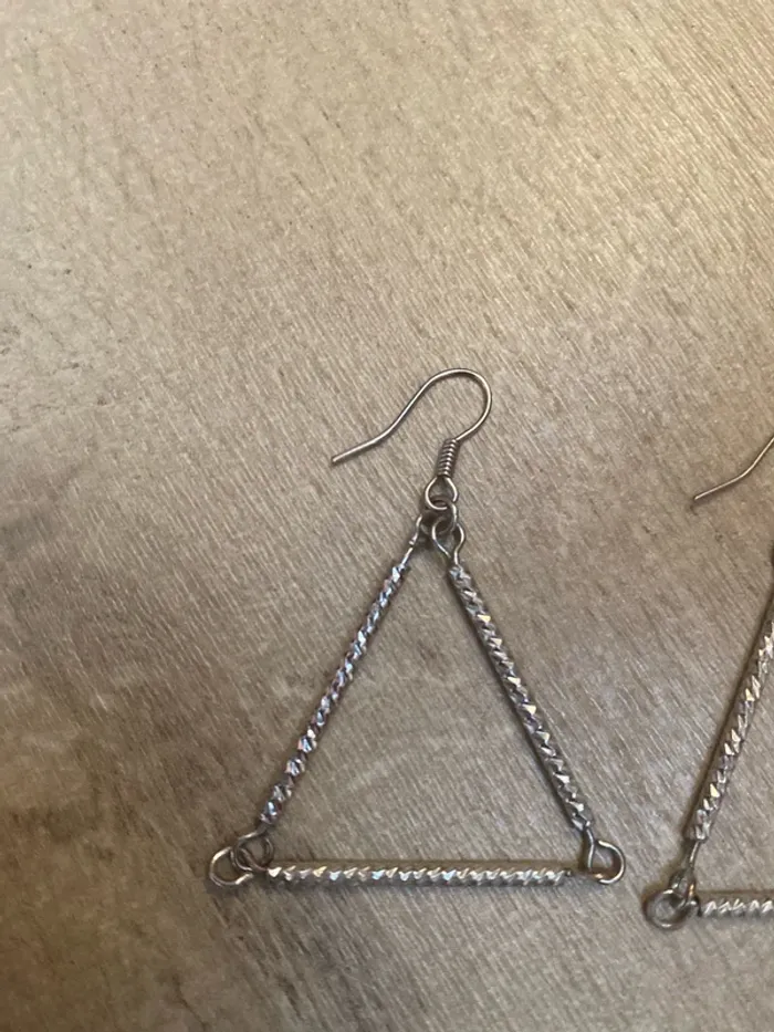 Boucles d’oreilles argentées triangle - photo numéro 2