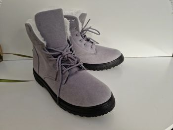 Bottines Grises Fourrure Blanche