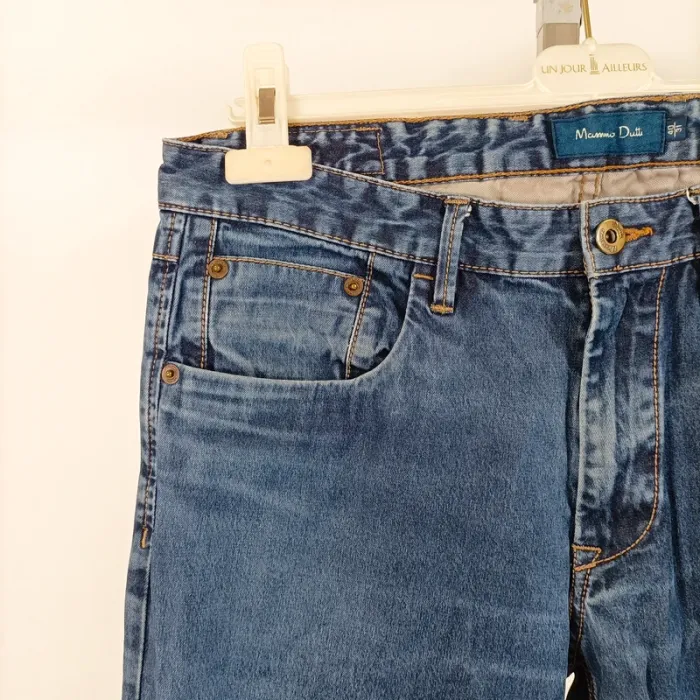 Jean slim bleu taille 40 Massimo Dutti en coton stretch, coupe droite flatteuse confortable A1230 - photo numéro 4