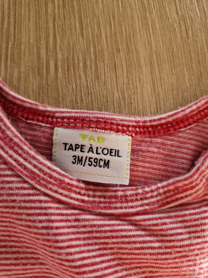 Pyjama en coton léger rayé rouge et blanc - 3 mois Tape à l'œil - photo numéro 4