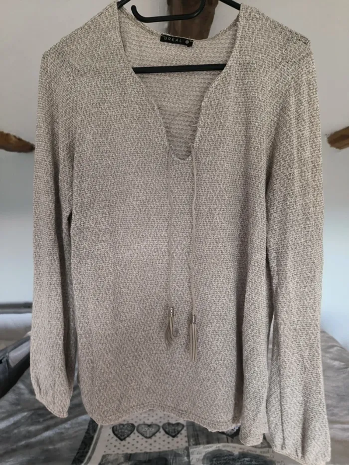 Pull beige femme
