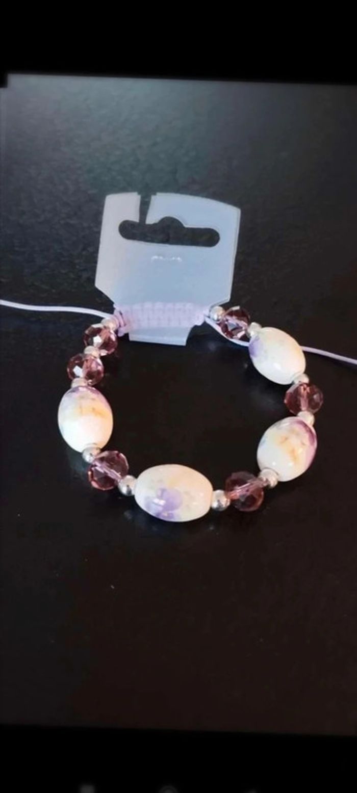 Bracelet prune fleuris - photo numéro 4