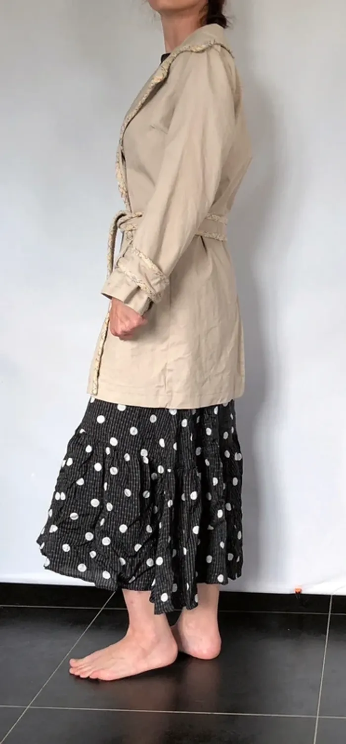 Trench beige avec boutons et ceinture tweed Morgan taille 42 excellent état - photo numéro 4