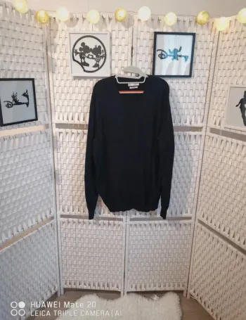💕Jolie pull col en V noir coton extra fin noir homme TXL celio 💕