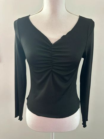 Blouse courte côtelée noire 2YK T38 M