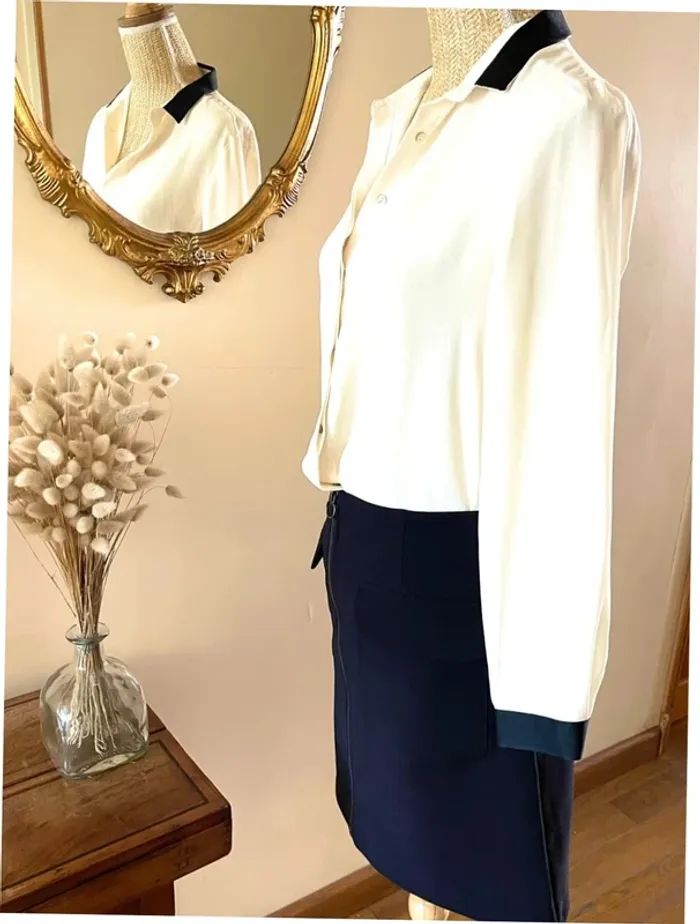 Sublime chemise blouse chic neuve Zara blanc écru et passementerie bordure noir - photo numéro 19