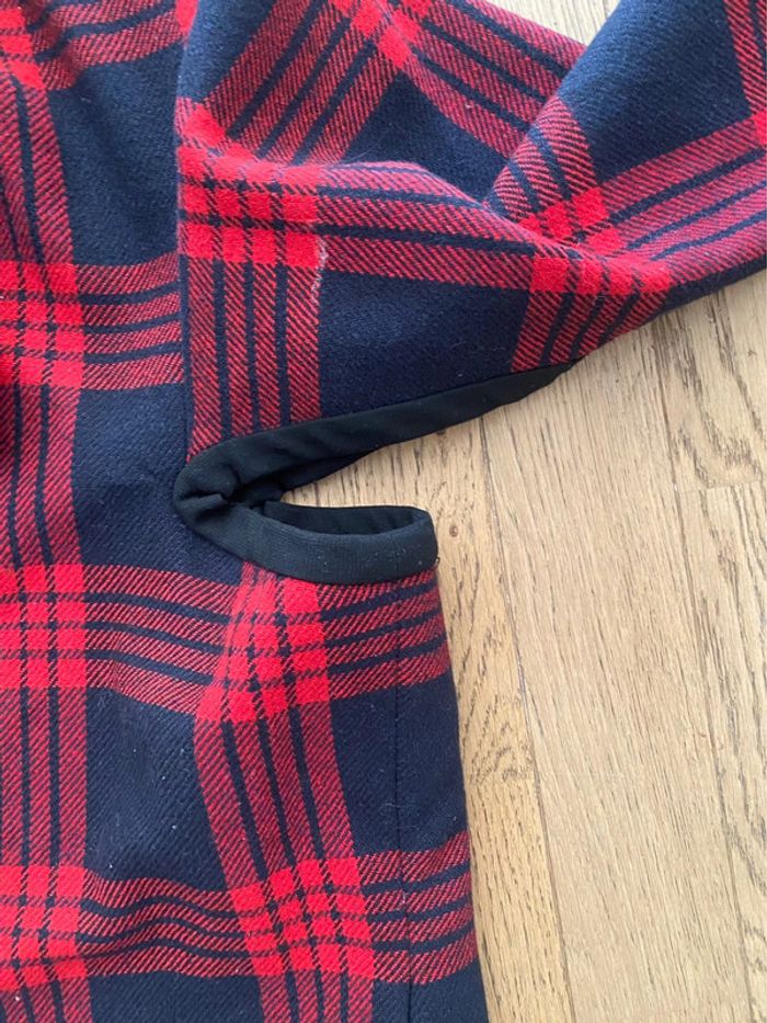 Veste longue à carreaux rouge et noir taille L - photo numéro 4