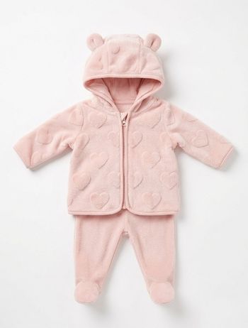 Ensemble bébé fille Rose poudré - Veste à oreilles & Pantalon