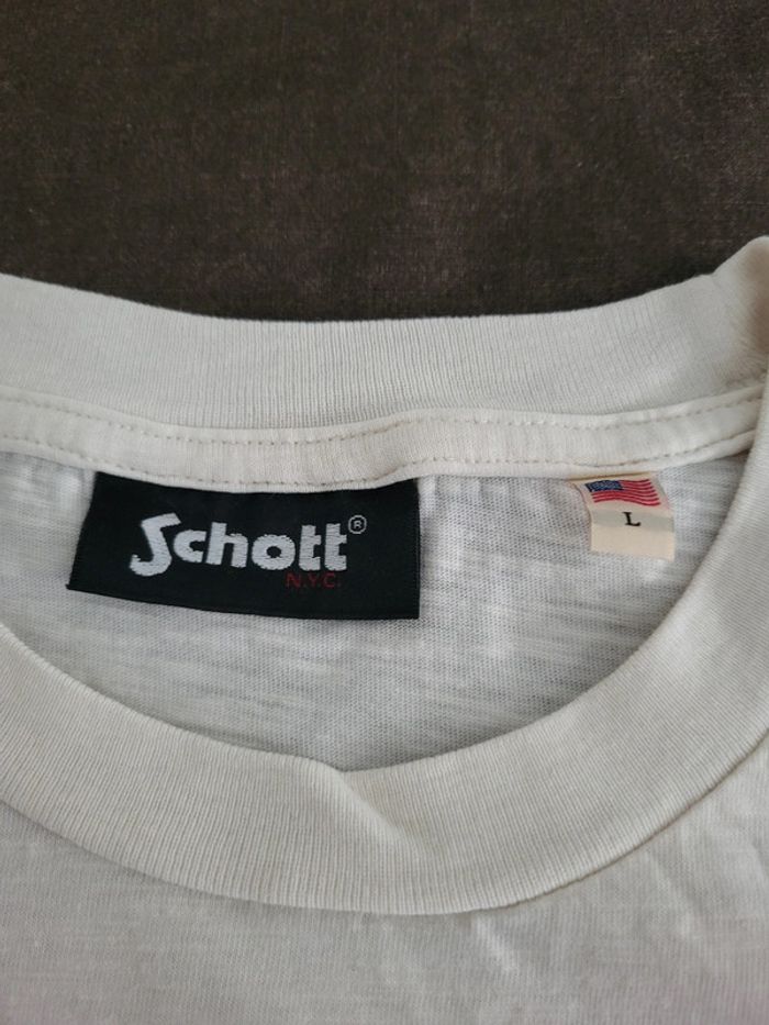 T-shirt Schott blanc 100% coton avec QR code - L - photo numéro 5