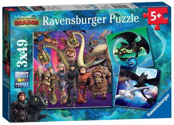 Ravensburger- puzzle Apprivoiser les Dragons 3 Puzzles de 49 Pièces 8064