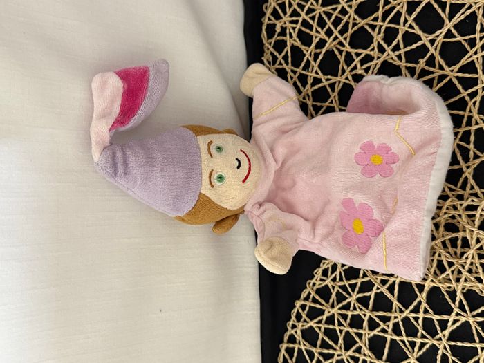 Doudou plat marionnette fée rose mauve Il était une fois CMP - photo numéro 6