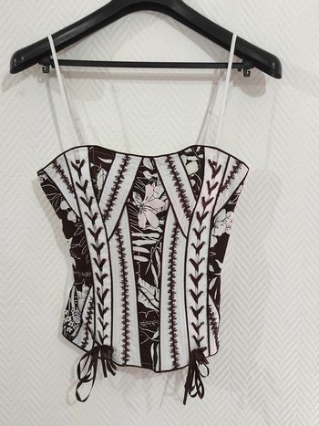 Bustier blanc et marron avec laçage Xanaka 38