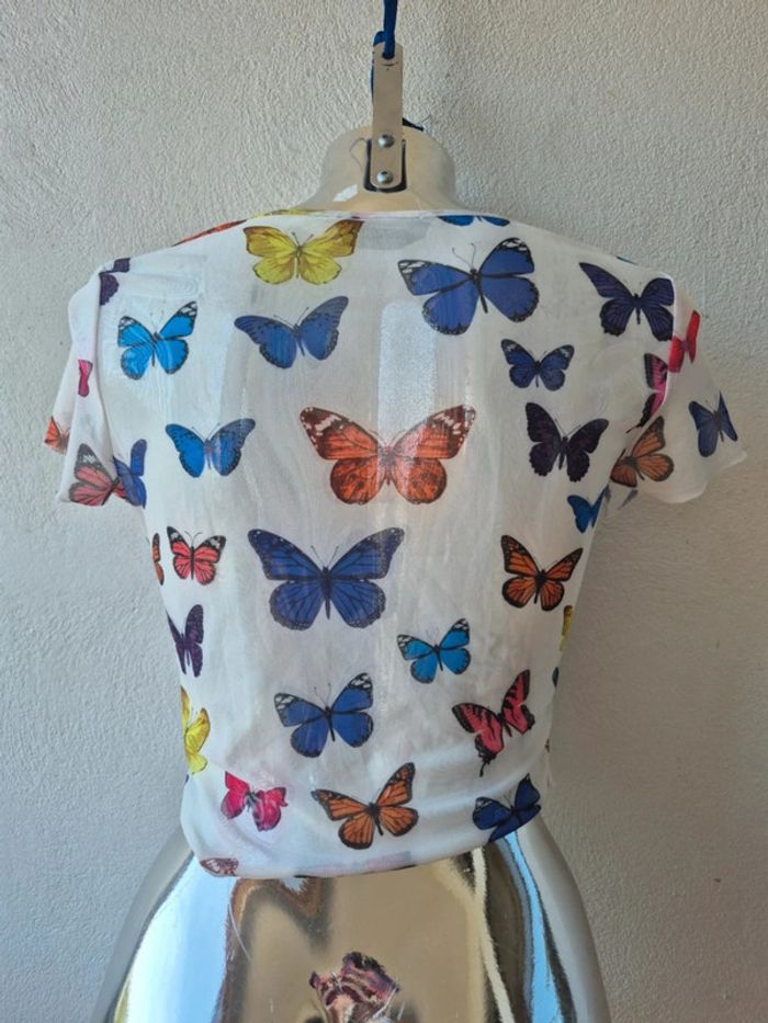 T-shirt court motif papillon transparent - photo numéro 4