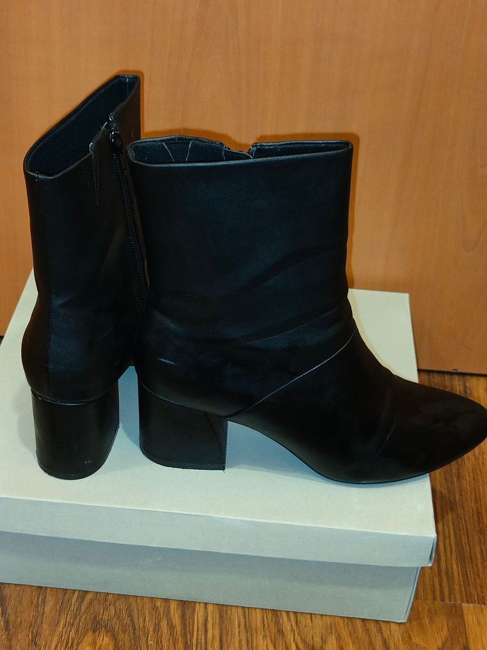 Bottines noires à talons carrés BIANCO - photo numéro 7