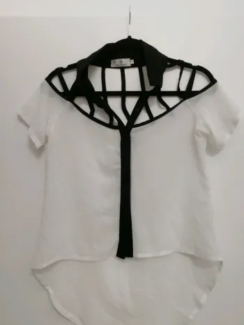 Chemisier transparent blanc et noir