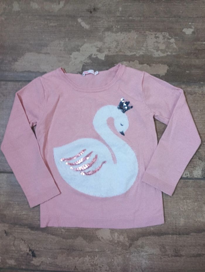 Pull Fille 5 ans Cygne sequins Gémo