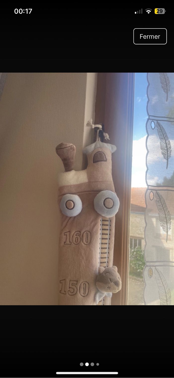 Toise peluche Sauthon beige – motif train, jusqu’à 160 cm - photo numéro 3