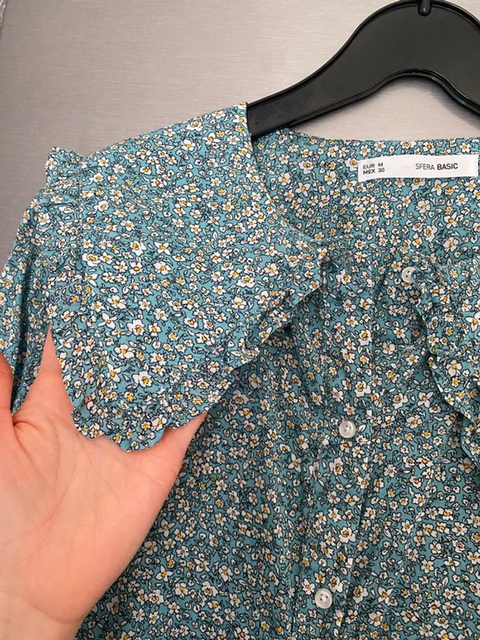 Chemise femme col Claudine fleurs vintage - photo numéro 5