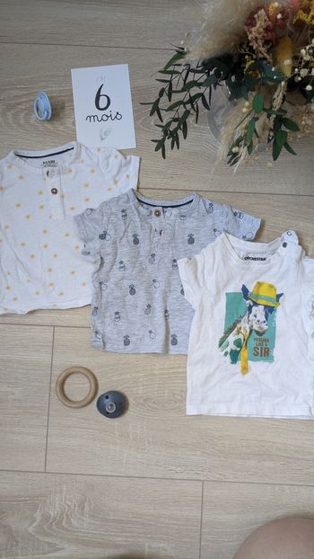 Lot 3 t-shirt manches courtes 6 mois