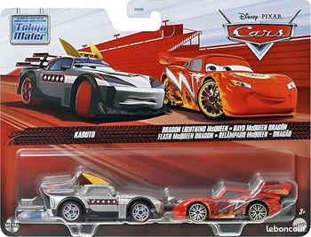 Pack 2 voitures Disney Pixar Cars Kabuto avec flamme + Dragon Lightning McQueen