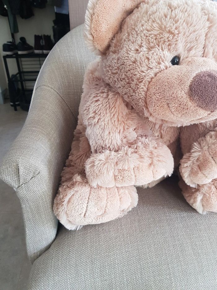 Grand ours en peluche beige tout doux - photo numéro 3