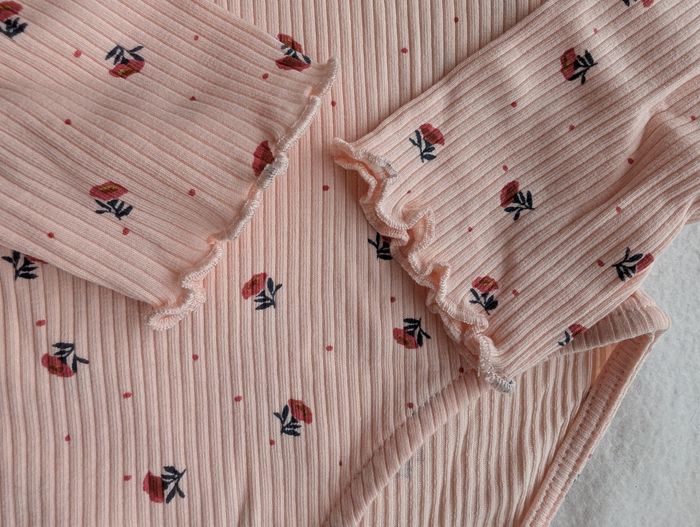 Body côtelé rose motif petites fleurs - 4A - Tape à l'Oeil - photo numéro 4