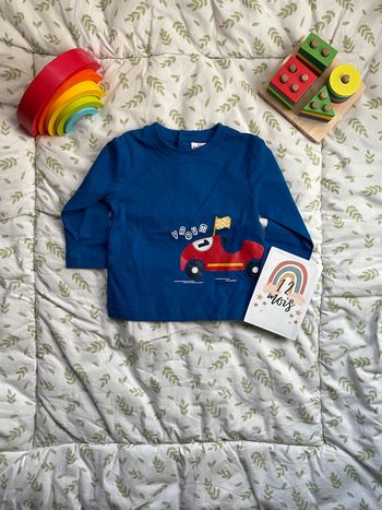 teeshirt manches longues bleu 12 mois pommette