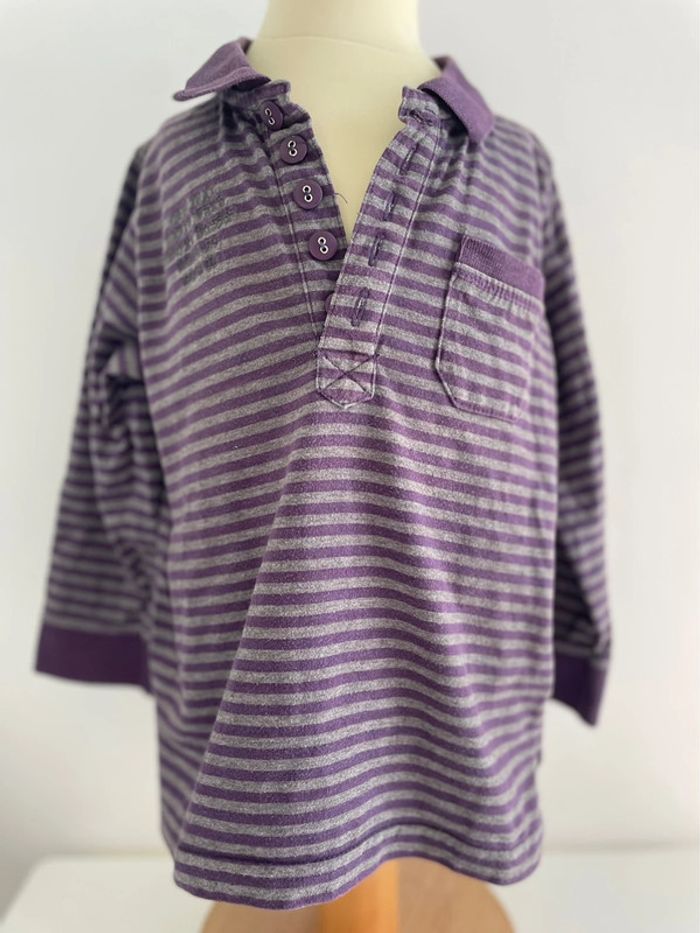 Sweat-shirt violet rayure garçon