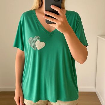 T-shirt vert brodé cœur taille U - L’ere du temps
