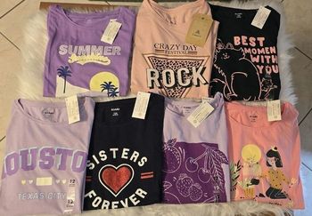 (Neufs non portés) 🏷🥰🤩🩷 lot Tee-shirts MC 12 ans fille 🥰🤩🩷