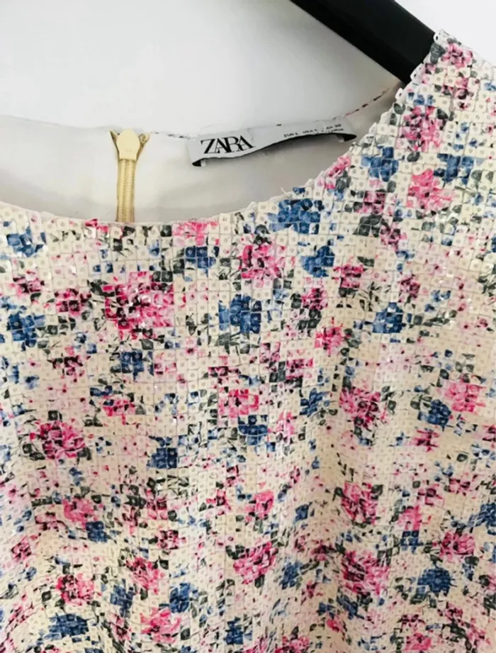 Top Zara taille L peplum liberty - photo numéro 2