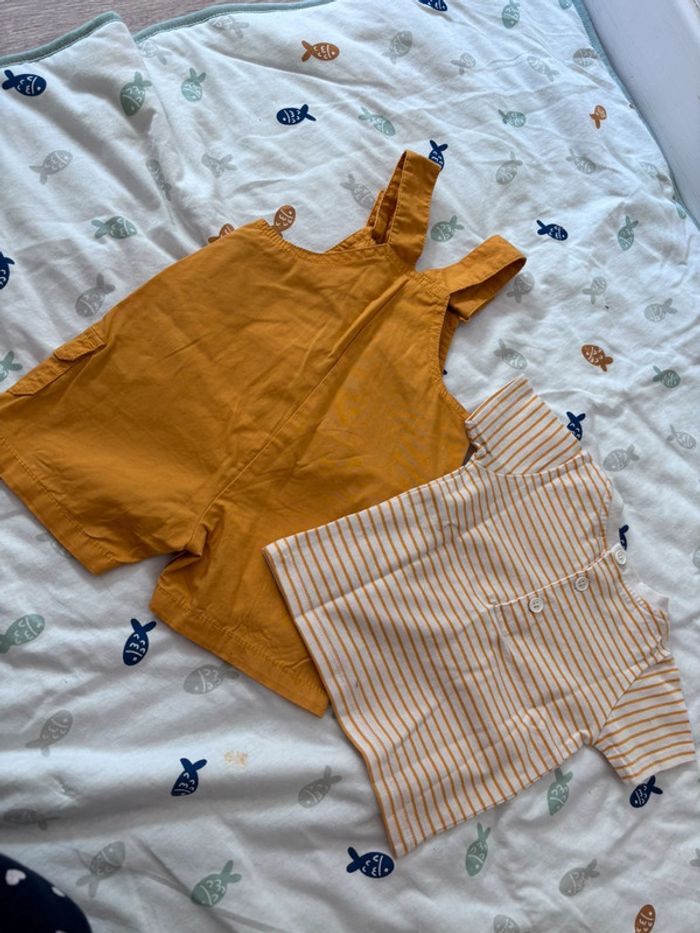 Ensemble salopette short garçon 3 mois - photo numéro 4