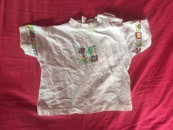 tee shirt blanc imprimé pomme poire 6 mois