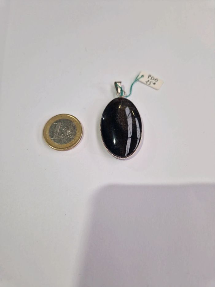 Pendentif obsidienne dorée Mexique